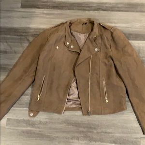 Brown faux suede blazer